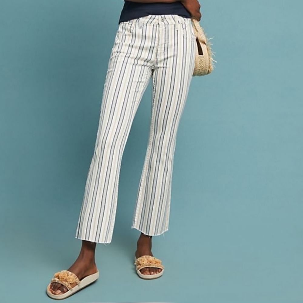 Anthro Pilcro Striped High-Rise Bootcut Jeans